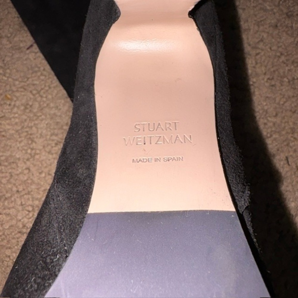 Stuart Weitzman Charlie Suede Knee High Heeled Boot Black 6 - Picture 12 of 14